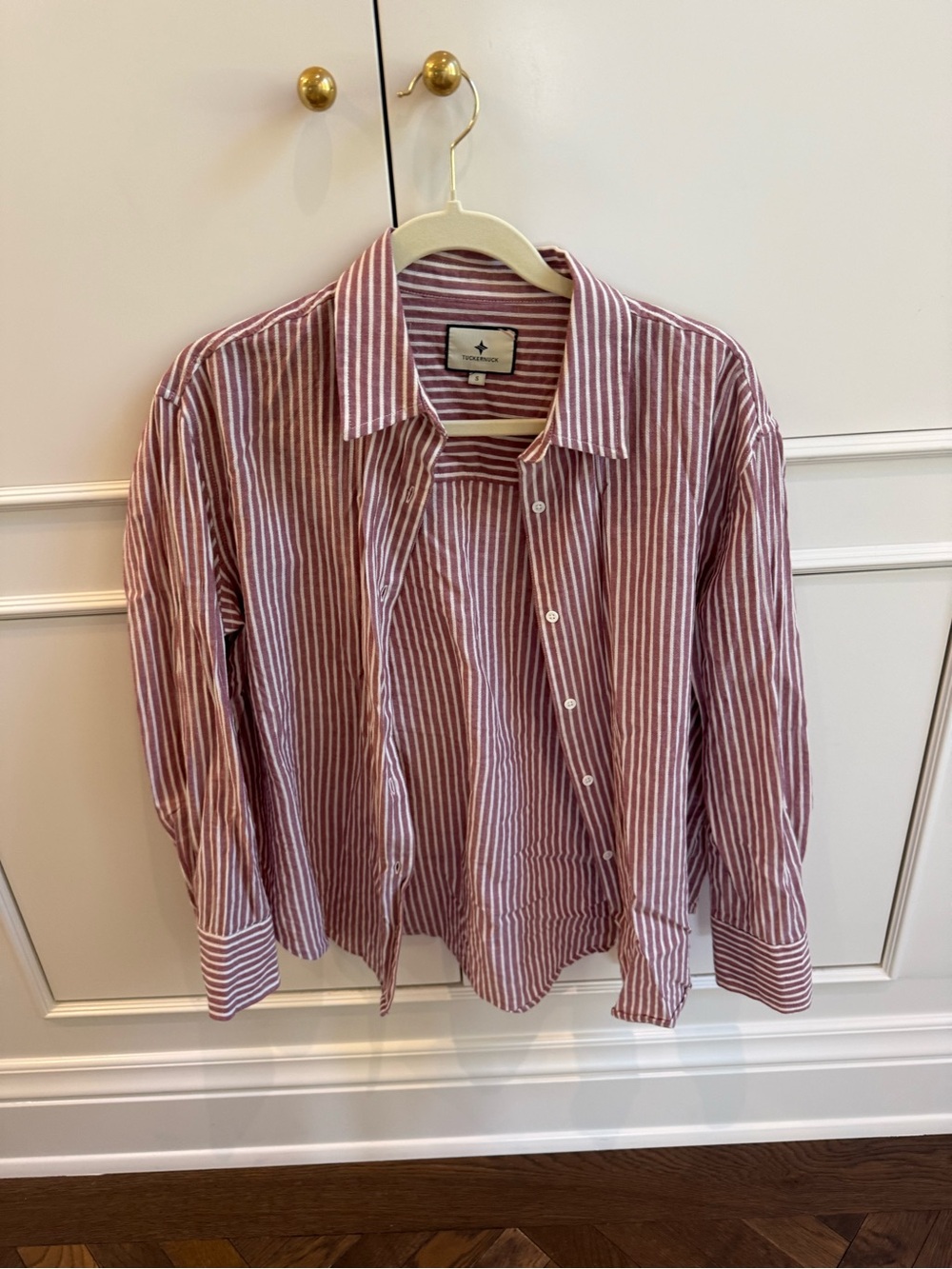 Tuckernuck Maroon and White Striped Button-Down Shirt